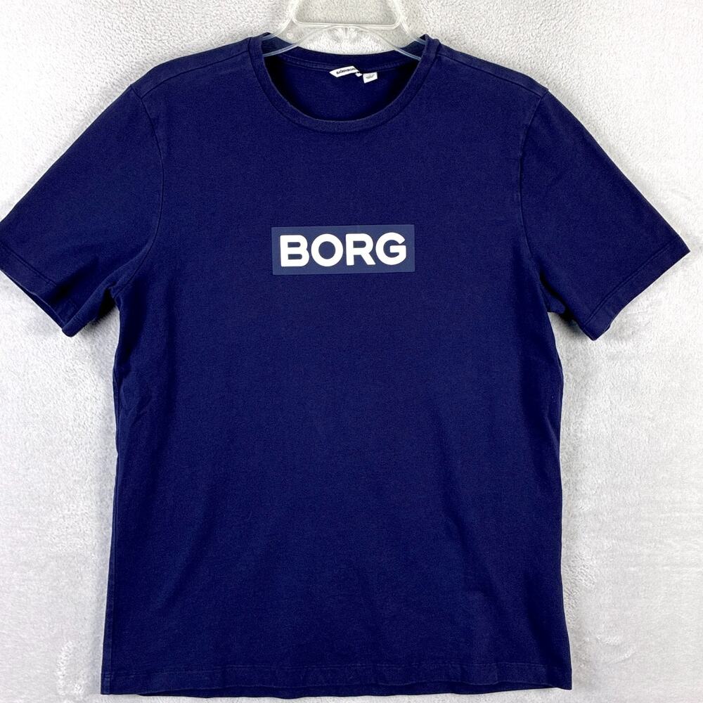 Bjorn Borg Tshirt Mens L Navy Preppy Tennis Gym Workout Wimbledon French Open